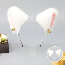 Load image into Gallery viewer, Cute Anime Lolita Cat Fox Fur Ear Headband Ribbon Bow Bell Hair Clip Masquerade Birthday Party Cosplay Hair Accessories
