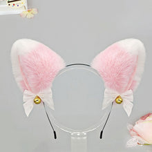 Load image into Gallery viewer, Cute Anime Lolita Cat Fox Fur Ear Headband Ribbon Bow Bell Hair Clip Masquerade Birthday Party Cosplay Hair Accessories
