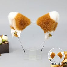 Load image into Gallery viewer, Cute Anime Lolita Cat Fox Fur Ear Headband Ribbon Bow Bell Hair Clip Masquerade Birthday Party Cosplay Hair Accessories
