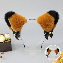 Load image into Gallery viewer, Cute Anime Lolita Cat Fox Fur Ear Headband Ribbon Bow Bell Hair Clip Masquerade Birthday Party Cosplay Hair Accessories
