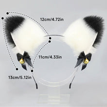 Load image into Gallery viewer, Cute Anime Lolita Cat Fox Fur Ear Headband Ribbon Bow Bell Hair Clip Masquerade Birthday Party Cosplay Hair Accessories
