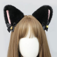 Load image into Gallery viewer, Cute Anime Lolita Cat Fox Fur Ear Headband Ribbon Bow Bell Hair Clip Masquerade Birthday Party Cosplay Hair Accessories
