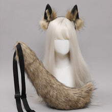 Load image into Gallery viewer, Handmade Cosplay Animal Ear Headband Red Fox Wolf King Cat Beast Ear Faux Fur Tail Golden Fox Anime Hair Accessories
