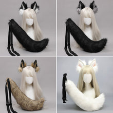 Load image into Gallery viewer, Handmade Cosplay Animal Ear Headband Red Fox Wolf King Cat Beast Ear Faux Fur Tail Golden Fox Anime Hair Accessories
