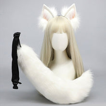 Load image into Gallery viewer, Handmade Cosplay Animal Ear Headband Red Fox Wolf King Cat Beast Ear Faux Fur Tail Golden Fox Anime Hair Accessories
