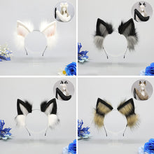 Load image into Gallery viewer, Handmade Cosplay Animal Ear Headband Red Fox Wolf King Cat Beast Ear Faux Fur Tail Golden Fox Anime Hair Accessories
