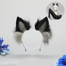 Load image into Gallery viewer, Handmade Cosplay Animal Ear Headband Red Fox Wolf King Cat Beast Ear Faux Fur Tail Golden Fox Anime Hair Accessories
