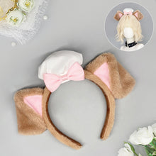 Load image into Gallery viewer, Cute Lolita Dog Ear Headband Fluffy Chef Cap Lace Bow Cosplay Head Hoop Holiday Party Hair Accessory
