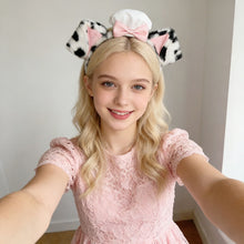 Load image into Gallery viewer, Cute Lolita Dog Ear Headband Fluffy Chef Cap Lace Bow Cosplay Head Hoop Holiday Party Hair Accessory

