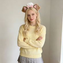 Load image into Gallery viewer, Cute Lolita Dog Ear Headband Fluffy Chef Cap Lace Bow Cosplay Head Hoop Holiday Party Hair Accessory
