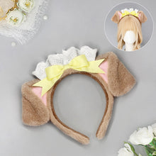 Load image into Gallery viewer, Cute Lolita Dog Ear Headband Fluffy Chef Cap Lace Bow Cosplay Head Hoop Holiday Party Hair Accessory
