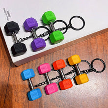 Load image into Gallery viewer, Gym Mini 3D Dumbbell Sports Keychain Fashion PVC Car Key Ring Student Backpack Pendant Fitness Inspiring Gifts
