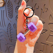 Load image into Gallery viewer, Gym Mini 3D Dumbbell Sports Keychain Fashion PVC Car Key Ring Student Backpack Pendant Fitness Inspiring Gifts

