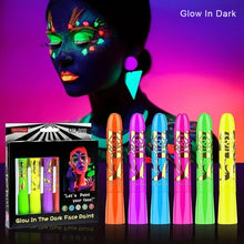 Load image into Gallery viewer, 6pcs Glow in the Dark Face Body Paint Set Makeup Special Effects Makeup For Kids Halloween Christmas Masquerade Cosplay Music Festival Event
