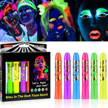 Load image into Gallery viewer, 6pcs Glow in the Dark Face Body Paint Set Makeup Special Effects Makeup For Kids Halloween Christmas Masquerade Cosplay Music Festival Event
