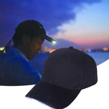 Load image into Gallery viewer, LED Lighted Baseball Cap Powered By USB / Button Battery Extended Brim Sun Hat Outdoor Camping Night Fishing Peaked Cap
