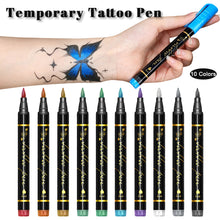 Load image into Gallery viewer, 10-Color Face Body Paint Set Body Painting Pen Temporary Tattoo Pen Makeup For Kids Halloween Christmas Masquerade Cosplay Music Festival Event
