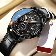 Load image into Gallery viewer, Luxury Men Quartz Watch Three-Eyes Calendar Watch Star Moon Pattern Casual Watch Clock Men Accessories Gift
