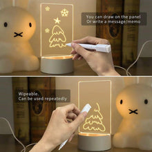 Load image into Gallery viewer, 3D Message Board Notepad Night Light Desk Bedside Lamp USB Plug Handmade Writing Board Decorative Ornament Acrylic
