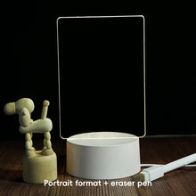 Load image into Gallery viewer, 3D Message Board Notepad Night Light Desk Bedside Lamp USB Plug Handmade Writing Board Decorative Ornament Acrylic
