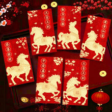 Load image into Gallery viewer, 2026 New Year Glitter Paper Red Packet Cartoon Horse Red Envelope Blessing Lucky Money Red Envelope Gift
