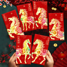 Load image into Gallery viewer, 2026 New Year Glitter Paper Red Packet Cartoon Horse Red Envelope Blessing Lucky Money Red Envelope Gift

