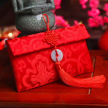Load image into Gallery viewer, Wedding Red Envelopes Brocade Red Envelopes New Year Birthday Red Packet Knot Button Jade Pendant Red Packet
