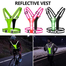 Load image into Gallery viewer, LED Riding Running Vest USB Rechargeable Adjustable Reflective Security Vest Night Running Clothing High Visibility Elastic Band
