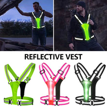 Load image into Gallery viewer, LED Riding Running Vest USB Rechargeable Adjustable Reflective Security Vest Night Running Clothing High Visibility Elastic Band
