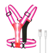 Load image into Gallery viewer, LED Riding Running Vest USB Rechargeable Adjustable Reflective Security Vest Night Running Clothing High Visibility Elastic Band
