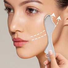 Load image into Gallery viewer, Stainless Steel Gua Sha Board Massage Scraper Board Half-Rolling Wheel Massage Facial Scraping Firming Lifting Massage Board Face Neck Body Massage Tool
