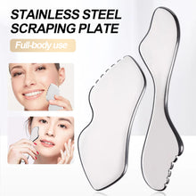 Load image into Gallery viewer, Stainless Steel Gua Sha Board Massage Scraper Board Half-Rolling Wheel Massage Facial Scraping Firming Lifting Massage Board Face Neck Body Massage Tool
