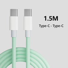 Load image into Gallery viewer, C to C Fast Charging PD 60W Mobile Phone Date Cable For Iphone15 Android Samsung Huawei Type C Braided Charger Cable
