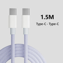 Load image into Gallery viewer, C to C Fast Charging PD 60W Mobile Phone Date Cable For Iphone15 Android Samsung Huawei Type C Braided Charger Cable
