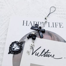 Load image into Gallery viewer, Y2K Kawaii Grunge Matte Gloss Glitter Accent Vintage Y2K Phone Lanyard Charm Edgy Cute Vibe Outfit Staple Heart Bow Keychain Bag Pendant
