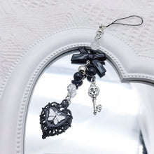 Load image into Gallery viewer, Y2K Kawaii Grunge Matte Gloss Glitter Accent Vintage Y2K Phone Lanyard Charm Edgy Cute Vibe Outfit Staple Heart Bow Keychain Bag Pendant

