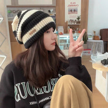 Load image into Gallery viewer, Striped Beanie Winter Hats For Women Knitted Retro Thickened Warm Baggy Cap Trendy Windproof Ear Protect Bonnet Female
