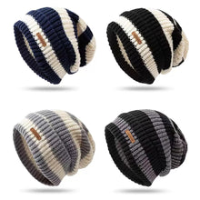 Load image into Gallery viewer, Striped Beanie Winter Hats For Women Knitted Retro Thickened Warm Baggy Cap Trendy Windproof Ear Protect Bonnet Female
