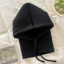 Load image into Gallery viewer, Knitted Hooded Caps Winter Balaclava Hats Women Korean Style Outdoor Warmer Drawstring Hats One-piece Neck Collar Beanies Cap
