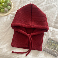 Load image into Gallery viewer, Knitted Hooded Caps Winter Balaclava Hats Women Korean Style Outdoor Warmer Drawstring Hats One-piece Neck Collar Beanies Cap
