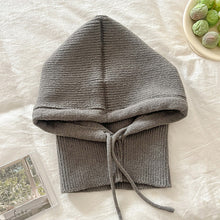 Load image into Gallery viewer, Knitted Hooded Caps Winter Balaclava Hats Women Korean Style Outdoor Warmer Drawstring Hats One-piece Neck Collar Beanies Cap
