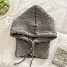 Load image into Gallery viewer, Knitted Hooded Caps Winter Balaclava Hats Women Korean Style Outdoor Warmer Drawstring Hats One-piece Neck Collar Beanies Cap
