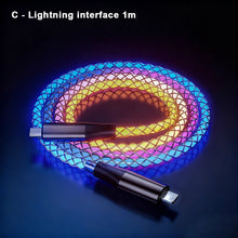 Load image into Gallery viewer, 3-in-1 Flexible Fast Charging Cable with RGB Flowing Light Type-C PD USB Braided Data Sync Cable Phone Charging Gaming Accessory
