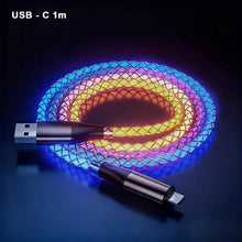 Load image into Gallery viewer, 3-in-1 Flexible Fast Charging Cable with RGB Flowing Light Type-C PD USB Braided Data Sync Cable Phone Charging Gaming Accessory
