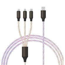 Load image into Gallery viewer, 3-in-1 Flexible Fast Charging Cable with RGB Flowing Light Type-C PD USB Braided Data Sync Cable Phone Charging Gaming Accessory
