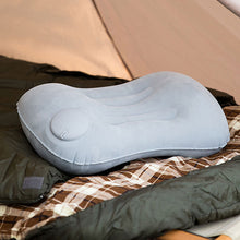 Load image into Gallery viewer, Press Inflatable Square Pillow Portable Foldable Flannel Lumbar Support For Outdoor Camping Travel

