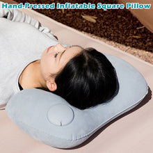Load image into Gallery viewer, Press Inflatable Square Pillow Portable Foldable Flannel Lumbar Support For Outdoor Camping Travel
