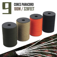Load image into Gallery viewer, 100M 9-Core Paracord DIY Braiding Emergency Survival Rope For Outdoor Hiking Camping Adventure
