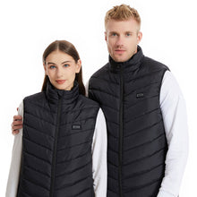 Load image into Gallery viewer, Winter Electric Heated Vest 3-Speed Smart Adjustment Cold-Proof Warming USB-Powered Stand Collar Vest for Outdoor Activities （4-Control 21-Zone）
