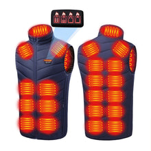 Load image into Gallery viewer, Winter Electric Heated Vest 3-Speed Smart Adjustment Cold-Proof Warming USB-Powered Stand Collar Vest for Outdoor Activities （4-Control 21-Zone）
